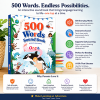 500 Words Interactive Sound Book for Kids Ages 3-8 | Touch & Learn English Vocabulary Learning Toy