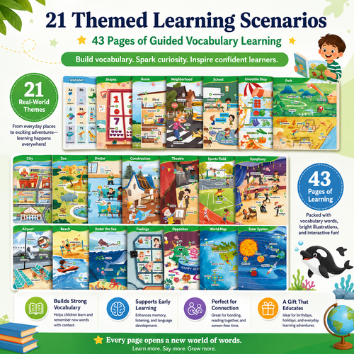 500 Words Interactive Sound Book for Kids Ages 3-8 | Touch & Learn English Vocabulary Learning Toy