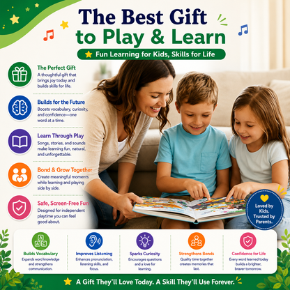 500 Words Interactive Sound Book for Kids Ages 3-8 | Touch & Learn English Vocabulary Learning Toy