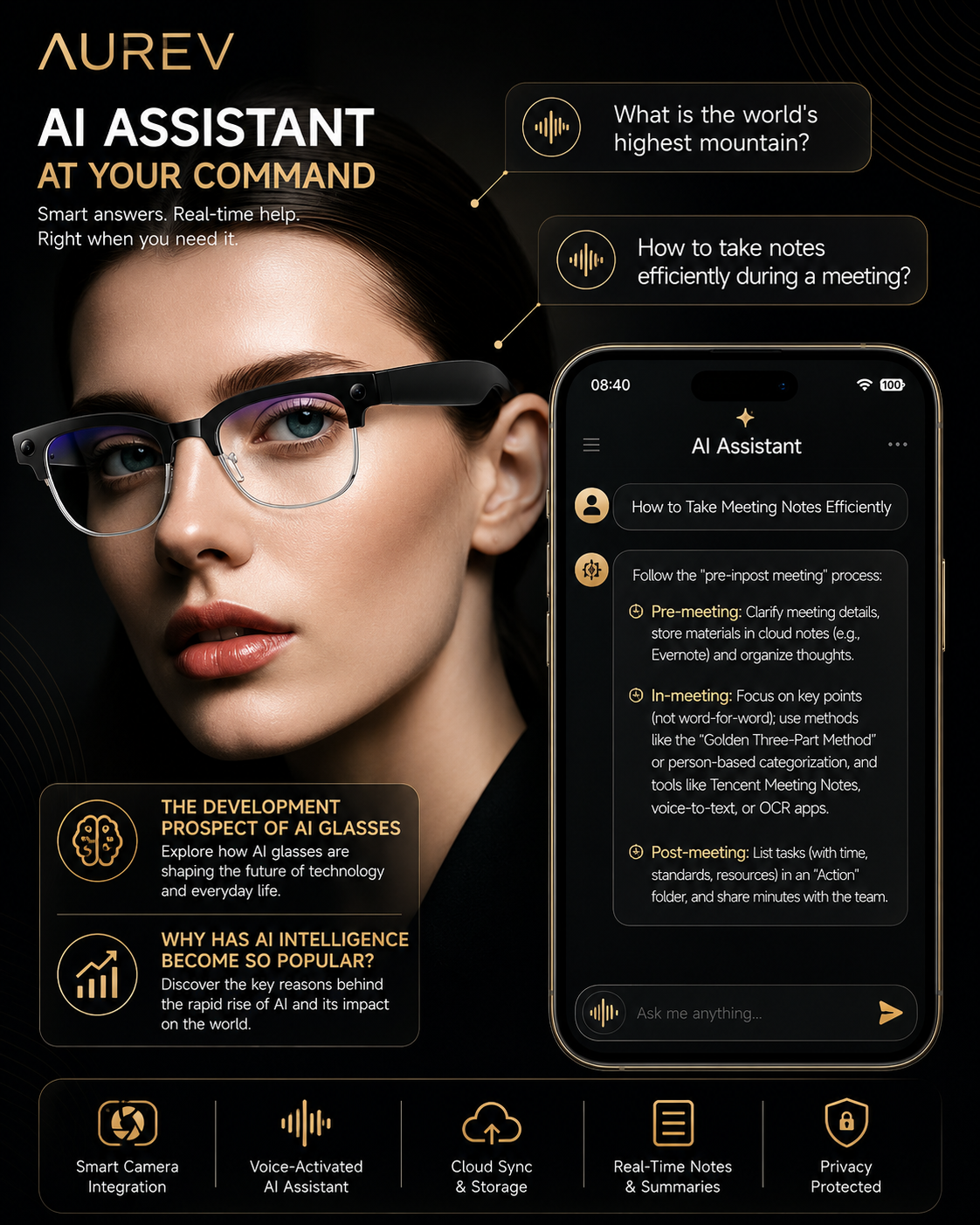 Aurev® AI Smart Glasses
