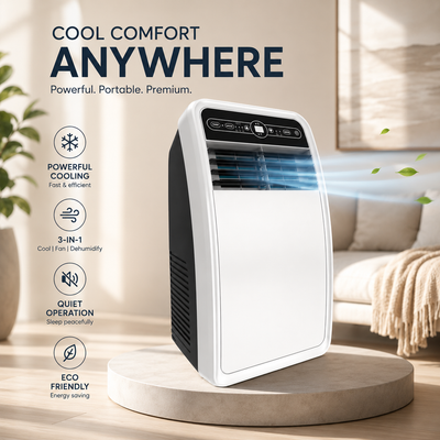 Premium Portable Air Conditioner 4000 BTU | Quiet Cooling, Fan & Dehumidifier for Bedroom, Living Room & Office