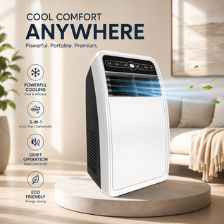 Premium Portable Air Conditioner 4000 BTU | Quiet Cooling, Fan & Dehumidifier for Bedroom, Living Room & Office