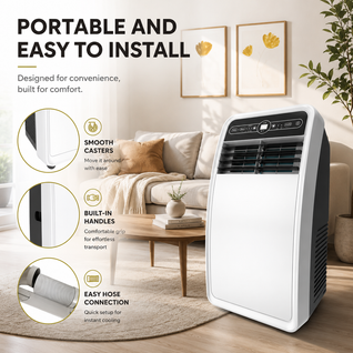Premium Portable Air Conditioner 4000 BTU | Quiet Cooling, Fan & Dehumidifier for Bedroom, Living Room & Office