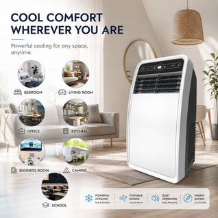 Premium Portable Air Conditioner 4000 BTU | Quiet Cooling, Fan & Dehumidifier for Bedroom, Living Room & Office
