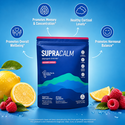 SUPRACALM™ Adaptogenic Drink Mix – Raspberry Lemonade | Stress & Sleep Support Sachets