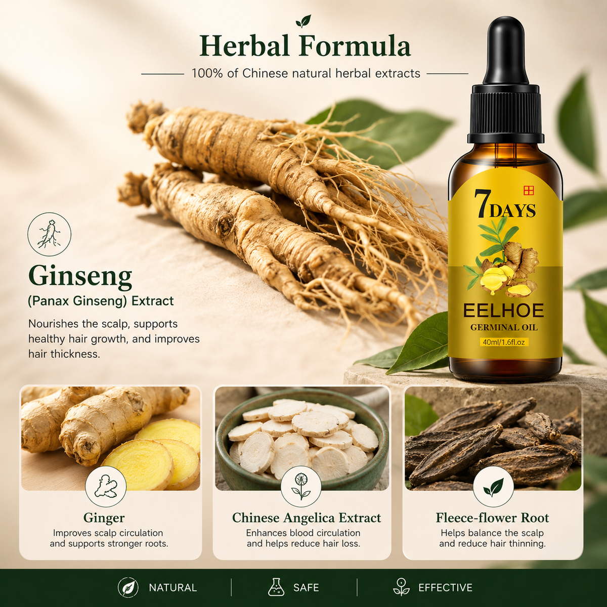 Advanced Ginger Hair Growth Serum for Fuller, Thicker Hair
