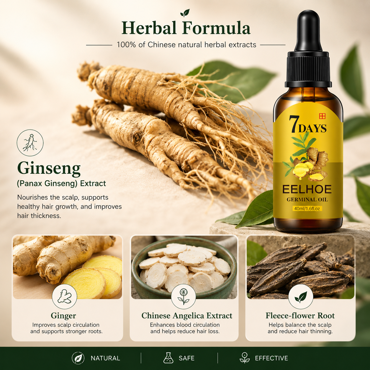 Advanced Ginger Hair Growth Serum for Fuller, Thicker Hair